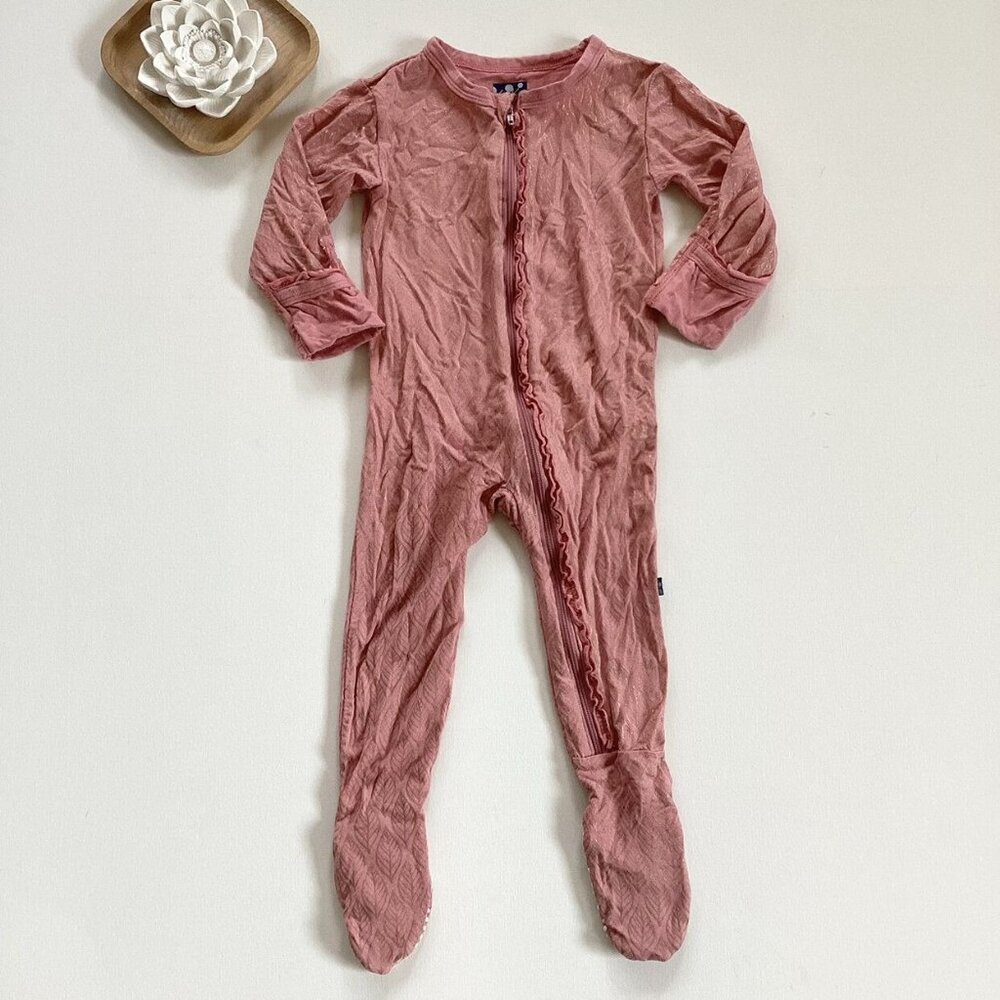 Kickee Pants Metallic Leaf Ruffle Footie